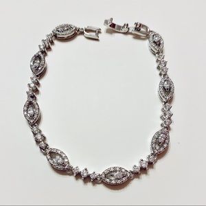 Dainty Sterling Silver & Diamond/ CZ Bracelet NWT